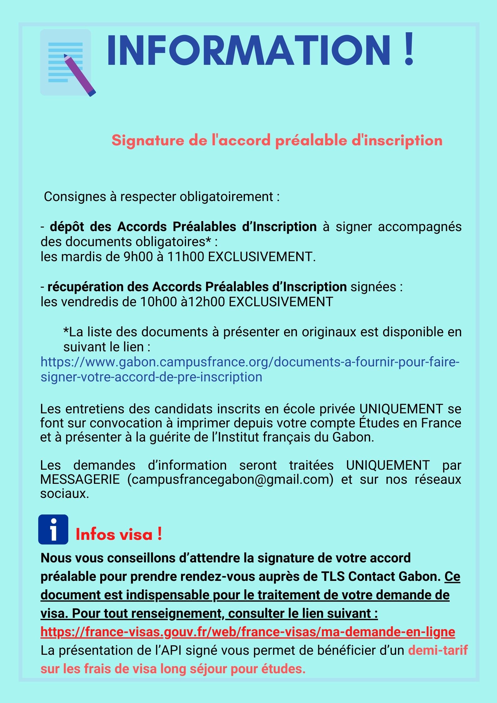 Signature de l'Accord préalable d'inscription  Campus France